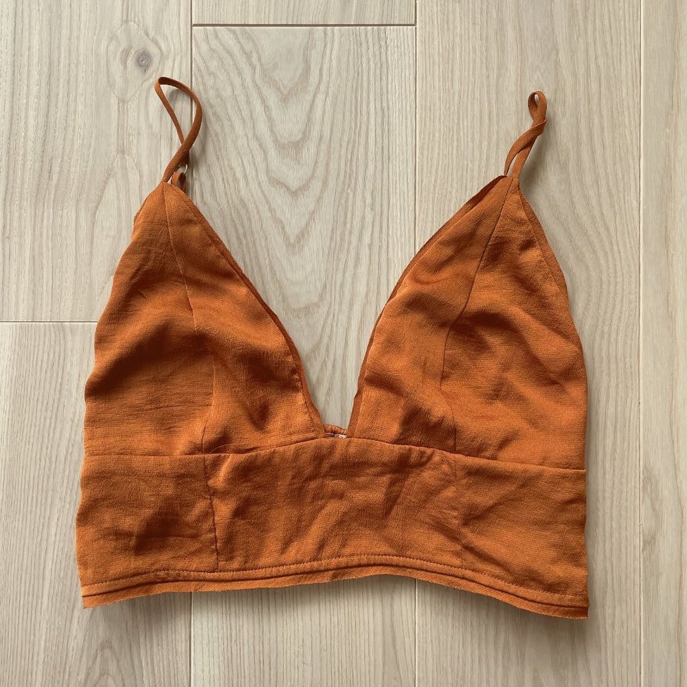 Free People Intimately Satin Deep V Neck Bralet Top New With Tags